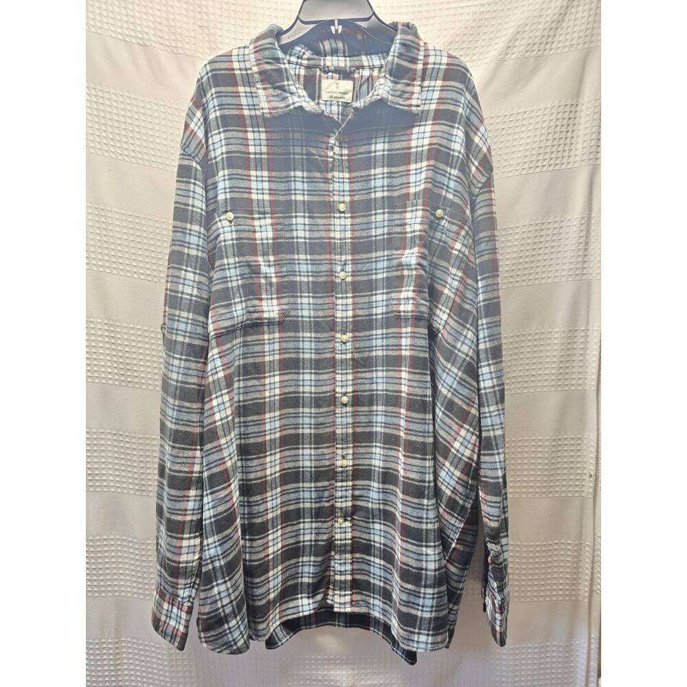 Mutual Weave Button Up Shirt Mens Size 4xlt Plaid Flannel Long Sleeve